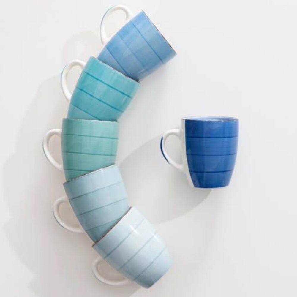 Vancasso Bonita 12 oz Ceramic Coffee Mugs Set of 6 Blue Assorted Colors